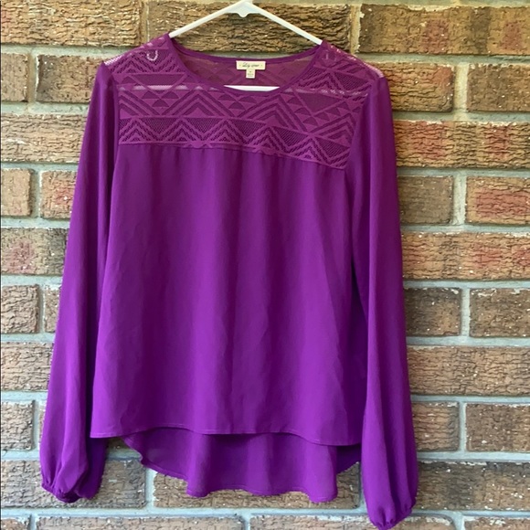 Lily Star Tops - Lily Star Purple Long Sleeve Shirt